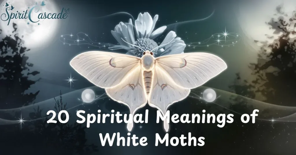 White moth resting on a flower, symbolizing purity, transformation, and spiritual guidance from nature