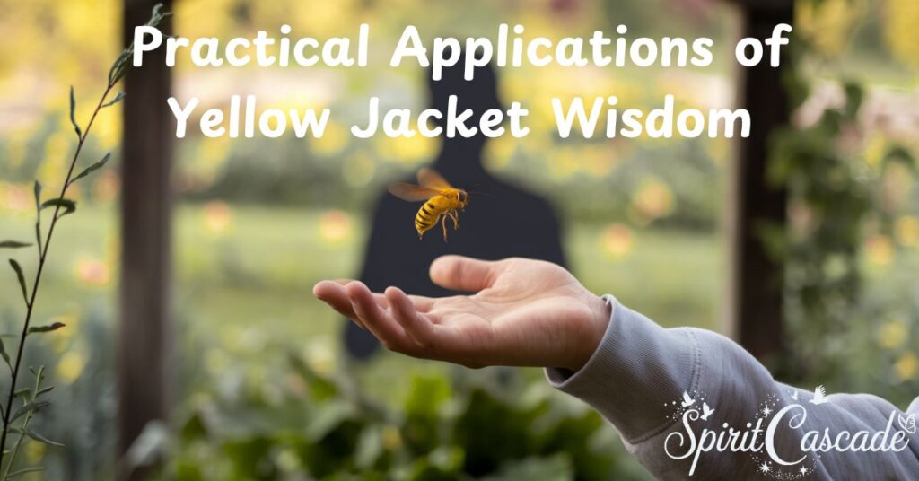 Yellow jacket on a leaf, symbolizing resilience, teamwork, and the practical wisdom found in nature's design