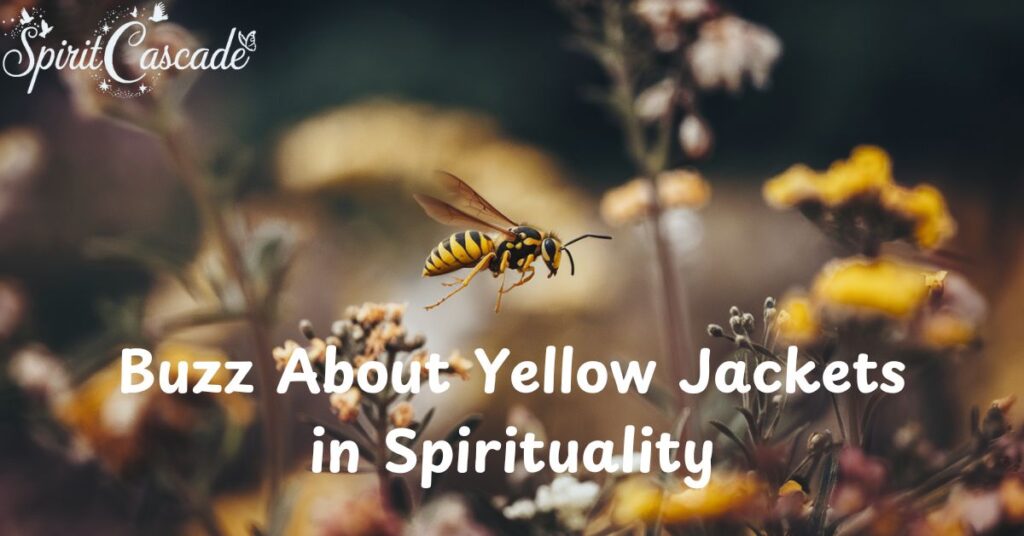 Yellow jacket perched on a flower, symbolizing protection, persistence, and spiritual balance.