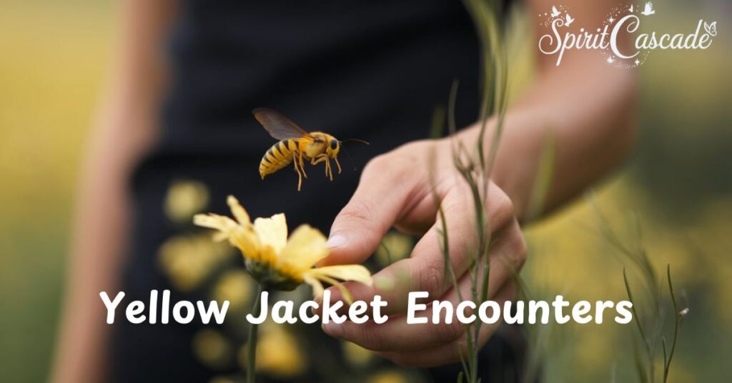 Yellow jacket buzzing near a person, symbolizing personal transformation and the significance of boundaries in spiritual encounters.